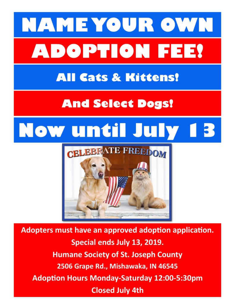 Name Your Own Adoption Fee! – Humane Society of St. Joseph County